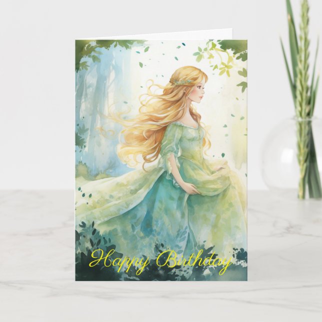 Watercolour Forest Princess Karte (Vorderseite)