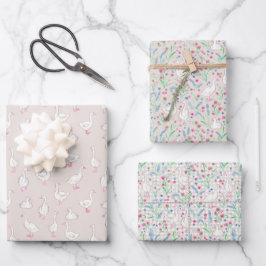 Watercolour Geese and Wildflowers Geschenkpapier Set