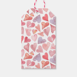 Watercolour Hearts Valentines Day Gift Tag Geschenkanhänger