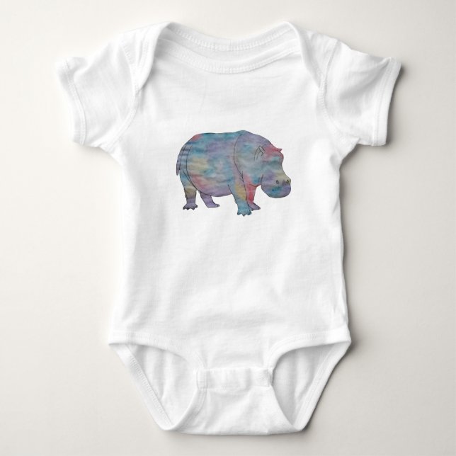 Watercolour hippo baby strampler (Vorderseite)