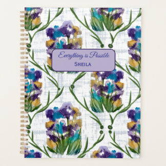 Watercolour Iris Floral Wreath Notebook