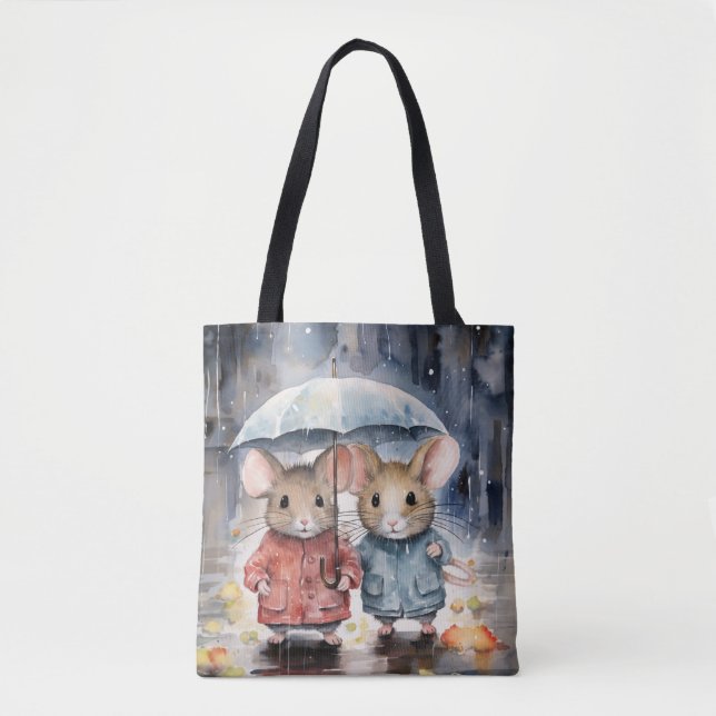 Watercolour Mice in The Rain Tasche (Vorderseite)