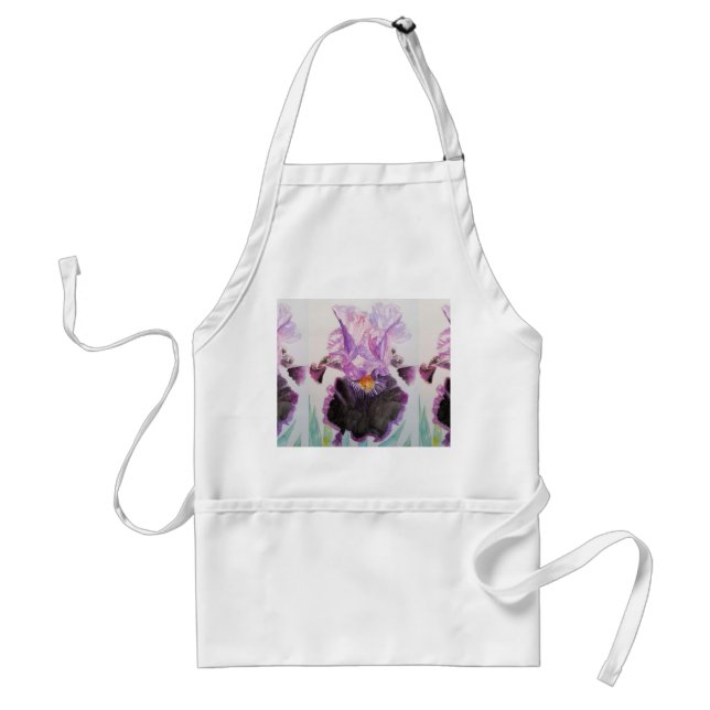 Watercolour Purple Iris Floral Kitchen Apron Schürze (Vorne)
