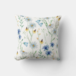 Watercolour Wildflower Throw Pillow Cover  Kissen