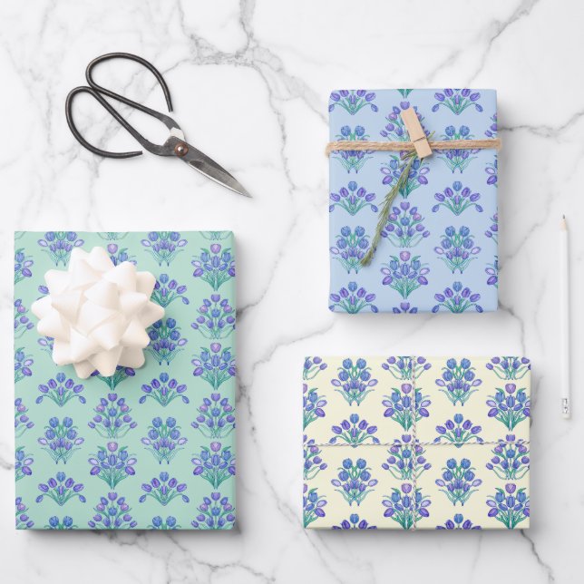 Watercoloured Purple Tulips Geschenkpapier Set (Vorderseite)