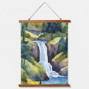 Waterfall Bäume Kunst, Dichtung und Musik Wandteppich Mit Holzrahmen