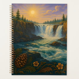 Waterfall-Berg-Morgen-Sonnenaufgang Planer