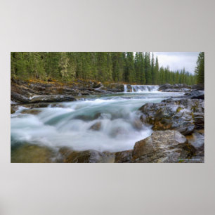 Waterfall In Sheep River In Rocky Mountains Poster