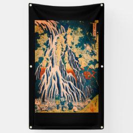 WATERFALL JAPANESE WOODBLOCK DRUCKHOKUSAI Banner
