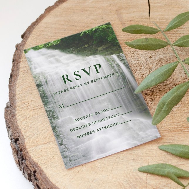 Waterfall Nature Outdoor Wedding RSVP Karte (Von Creator hochgeladen)