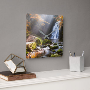 Waterfalls   Gleno, Northern Ireland Quadratische Wanduhr