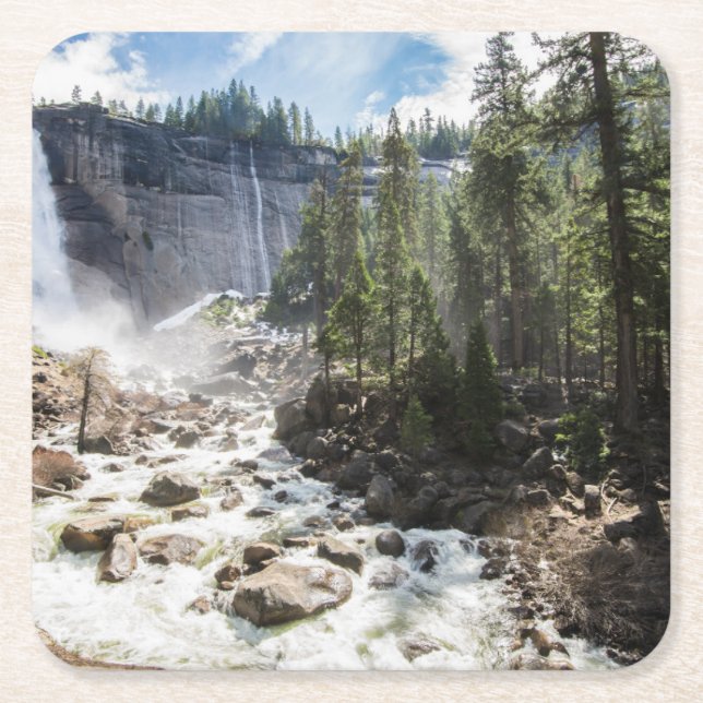 Waterfalls | Nevada Fall, Yosemite, CA Rechteckiger Pappuntersetzer (Vorderseite)