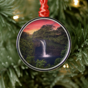 Waterfalls Rainbow Falls, Hilo, Hawaii Ornament Aus Metall