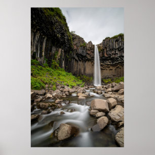 Waterfalls   Svartifoss Waterfall, South Iceland Poster