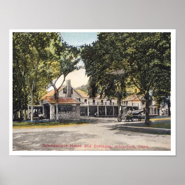 Waterford CT, Connecticut, Inn und Hütten Postc Poster (Vorne)