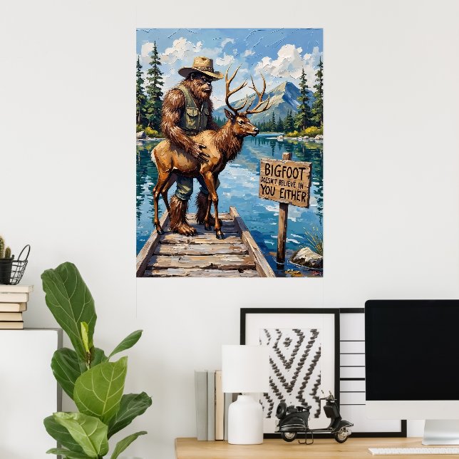 Waterfront Wonder: Bigfoot's Gentle Rescue Poster (Heimbüro)