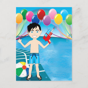 Watergun Pool Boy Postkarte