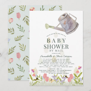 Watering Can Floral Garden Baby Shower by Mail Einladung