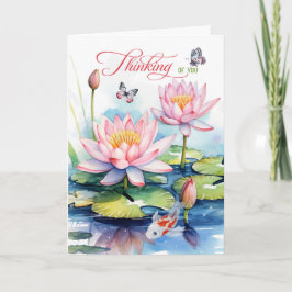 Waterlily Garden with Koi Fish Thinking of You Karte