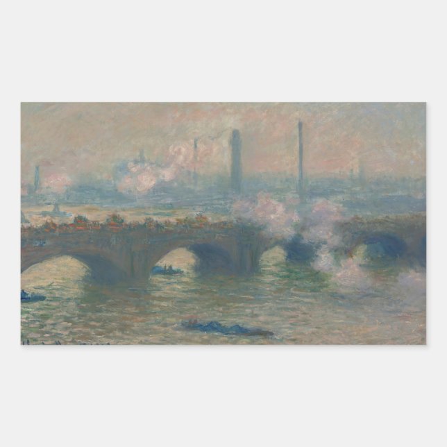 Waterloo Bridge, Gray Day, 1903 (Öl auf Leinwand) Rechteckiger Aufkleber (Vorderseite)