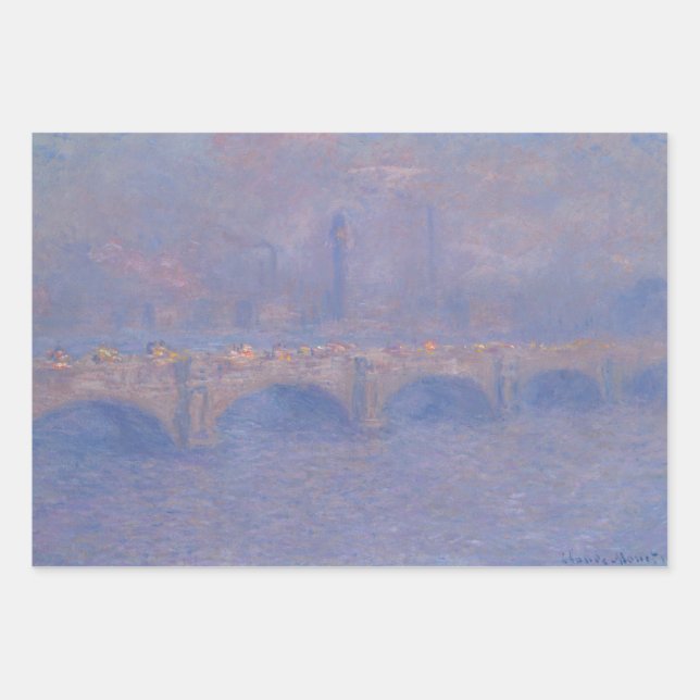 Waterloo Bridge Sonnenlicht Wirkung Monet Malerei Geschenkpapier Set (Vorderseite)