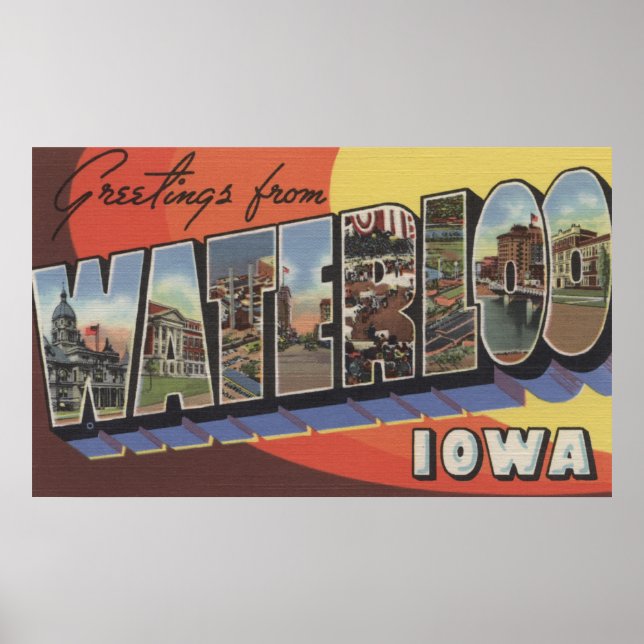 Waterloo, Iowa - Große Briefmarkenszenen Poster (Vorne)