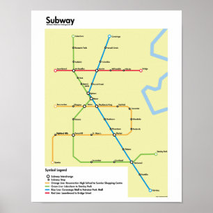 Waterloo-Regions-Untergrundbahn-Karte (fiktiv) Poster