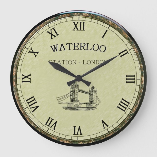 Waterloo Station ~ Tower Bridge ~ London England Große Wanduhr (Vorderseite)