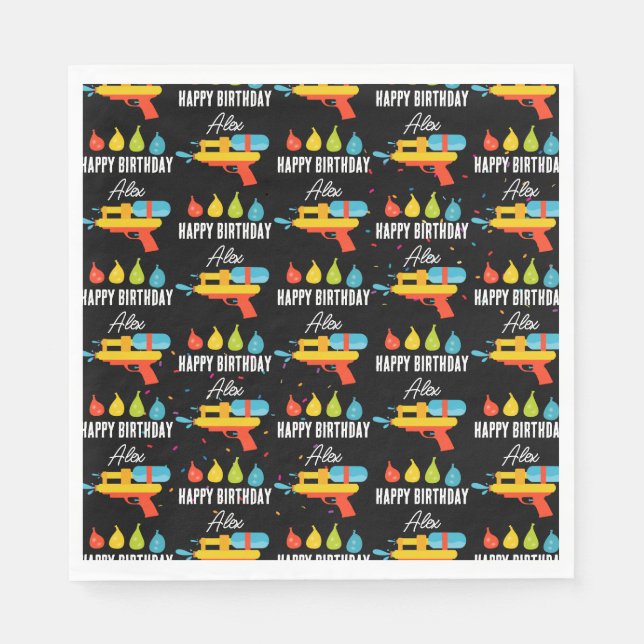 Waterman & Balloons Sommer Geburtstagsparty Serviette (Vorderseite)