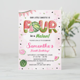 Watermelon 4 Anniversaire Fête Invitation