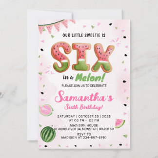 Watermelon 6h Geburtstagsparty Einladung