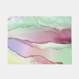 Watermelon Agate Neo Mint Green und Cassis Pink Fußmatte