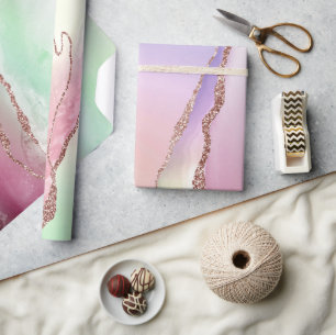 Watermelon Agate   Neo Mint Green und Cassis Pink Geschenkpapier