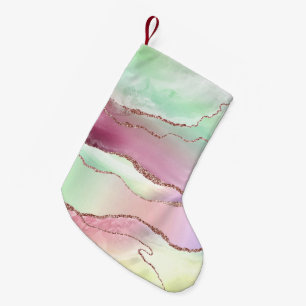 Watermelon Agate Neo Mint Green und Cassis Pink Kleiner Weihnachtsstrumpf