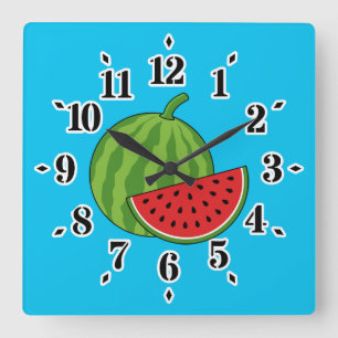 Watermelon and Slice Quadratische Wanduhr