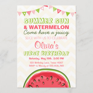 Watermelon Anniversaire Invitation Sun Summer Part