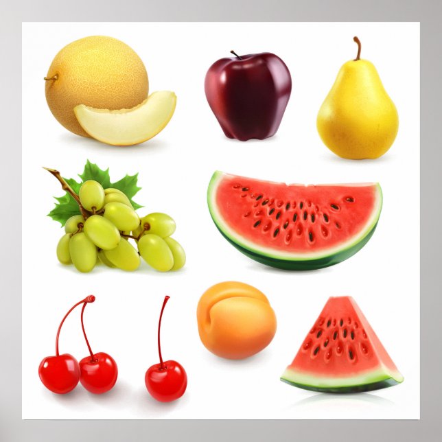 Watermelon Apple Grapes Cherry Birne Apricot Poster (Vorne)