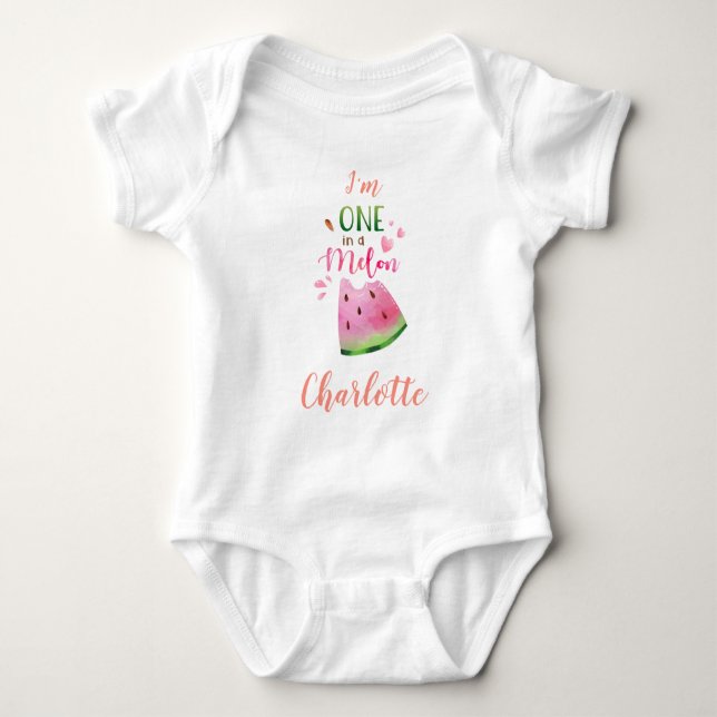Watermelon Baby Bodysuite One in einem Melon Baby Strampler (Vorderseite)
