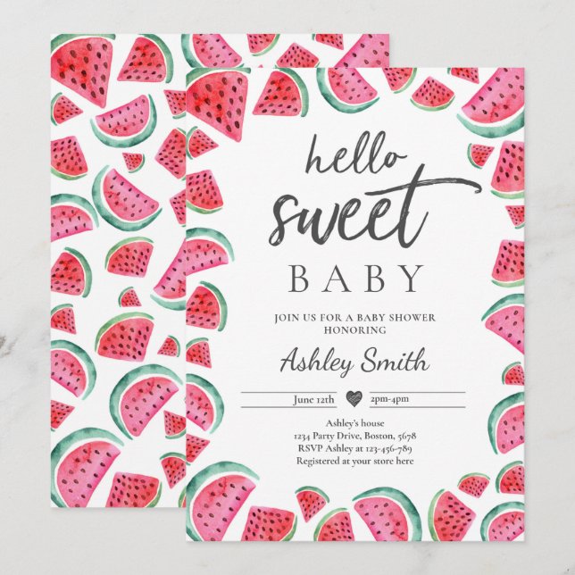 Watermelon Baby Dusche Sommer Fruchtsäfte Dusche Einladung (Vorne/Hinten)