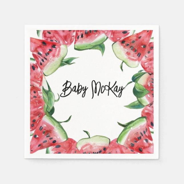 Watermelon Baby Girl Dusche Napkins Serviette (Vorderseite)
