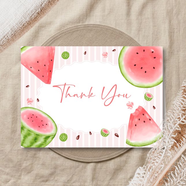 Watermelon Baby Shower Dankeskarte (Sweet Little Girl Watermelon Baby Shower Thank You Card)
