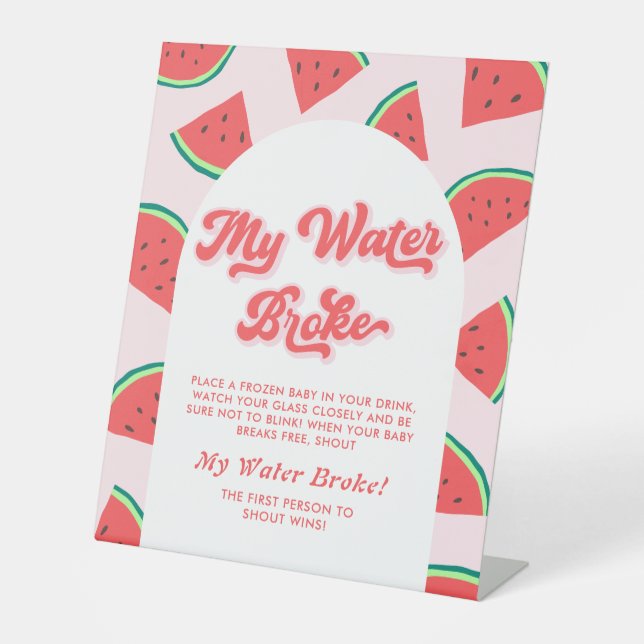 Watermelon Baby Shower Game My Water Brown Sockelschild (Vorderseite)