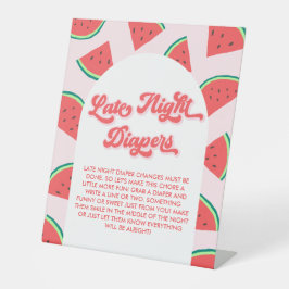 Watermelon Baby Shower Game Spate Night Diapers Sockelschild