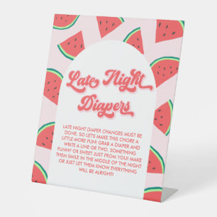 Watermelon Baby Shower Game Spate Night Diapers Sockelschild