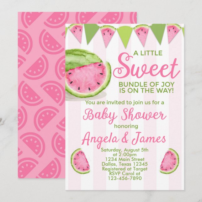 Watermelon Babydusche Einladung (Vorne/Hinten)