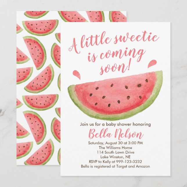 Watermelon Babydusche Einladung (Vorne/Hinten)