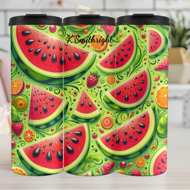 Watermelon Berry Citrus Sommer Muster Thermosbecher (Von Creator hochgeladen)