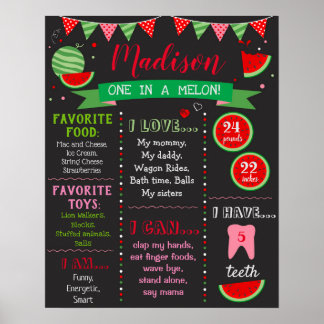 Watermelon Birthday Birthday Sign Poster