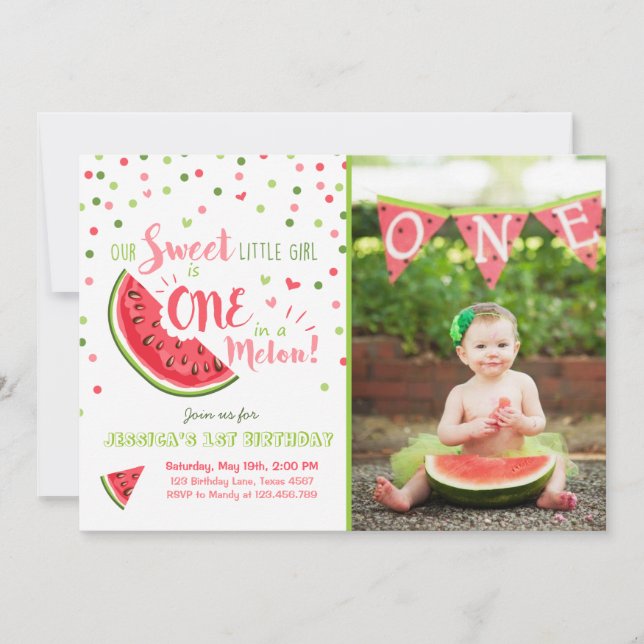 Watermelon Birthday Einladung Melon Summer Party (Vorderseite)