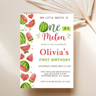 Watermelon Birthday First Birthday Einladung